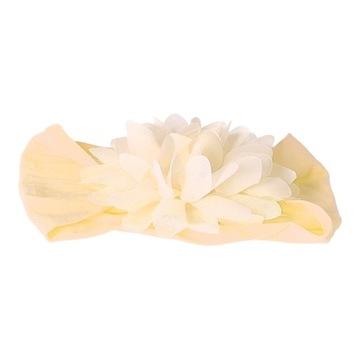 Детская повязка на голову с цветком - экрю, широкая.