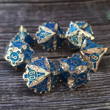 ANIELSKI ZESTAW 7 METALOWYCH KOŚCI KOSTEK RPG