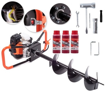 MOCNA WIERTNICA ŚWIDER SPALINOWY GLEBOWY WIERTŁO 15CM + GRATIS