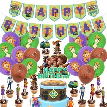 SCOOBY-DOO ZESTAW DEKORACJI URODZINOWEJ MIX TOPPERY BALONY