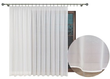 FIRANA GOTOWA BIAŁA WOAL NA TAŚMIE z OBCIĄZNIKIEM do SALONU 250x180