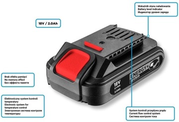 ГРАФИТ 2 аккумулятора 2,0 Ач, 18 В, зарядное устройство ENERGY
