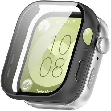 ETUI OCHRONNE + SZKŁO HARTOWANE 2W1 DO HUAWEI WATCH FIT 3 - CZARNY MAT