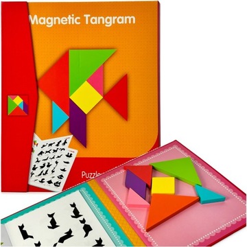 TANGRAM drewniana układanka Montessori klocki magnetyczne