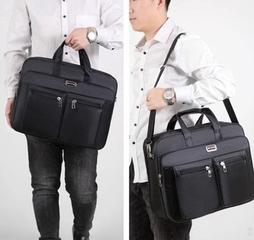 БОЛЬШАЯ МУЖСКАЯ БИЗНЕС-СУМКА НА НОУТБУКЕ ЧЕРНАЯ С ПРОЧНЫМ РЕМЕНЕМ