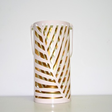 МЕТАЛЛИЧЕСКИЙ ПОРОШКОВЫЙ ФОНАРЬ С ЛИСТЬЯМИ, СРЕДНИЙ 16/32 СМ