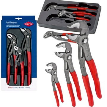 Набор трубогубцев Knipex, плоскогубцы Cobra, ключ 300/250/180 мм, 3 шт., вставка