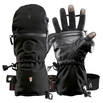 CIEPŁE RĘKAWICE ŁAPAWICE SKÓRZANE HEAT 3 SMART THE HEAT COMPANY R.6 BLACK