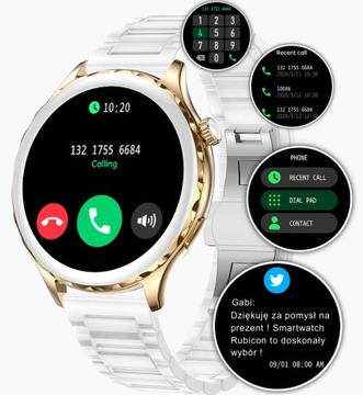 Smartwatch Damski Zegarek z Funkcja Rozmowy Polskie Menu Sport Puls 2 Paski