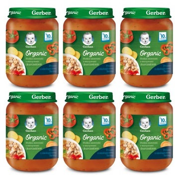 GERBER ORGANIC Obiadek Słodkie ziemniaki z warzywami i kurczakiem 6x190g