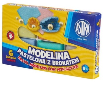 MODELINA ASTRA Z BROKATEM pastelowe 6 KOLORÓW