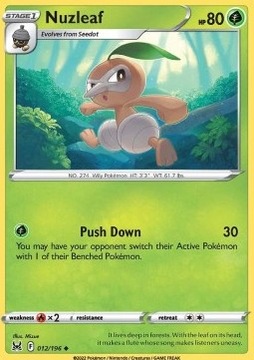 Karty Pokemon (LOR 012) Nuzleaf (R)
