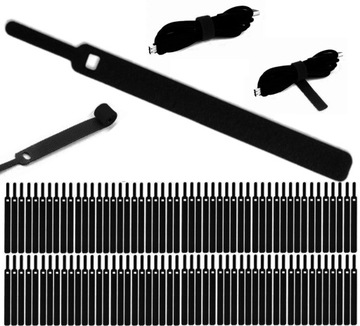 OPASKA RZEP ORGANIZER KABLI MOCNY Z WĄSKĄ KOŃCÓWKĄ 200x12mm 100 szt 18m!