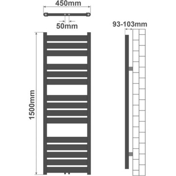 Радиатор для ванной 1500 х 450 мм, белый
