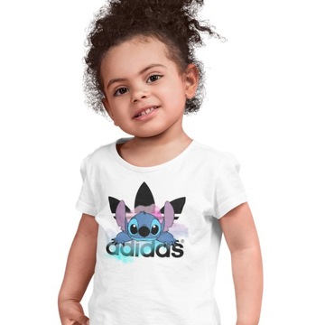 T-SHIRT KOSZULKA DZIECIĘCA BAWEŁNIANA BIAŁA Z BAJKI LILO I STITCH 128 134