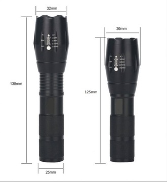 MOCNA LATARKA TAKTYCZNA LED XML-T6 ZOOM + WALIZKA