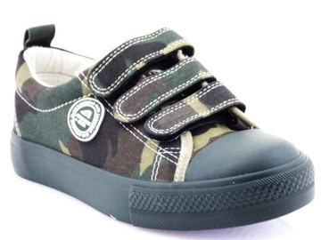 Trampki tenisówki AMERICAN CLUB rzep khaki green biały spód r. 39c