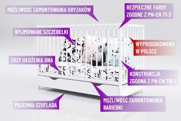 Детская кроватка DOMINIK 120x60 белая с ящиком
