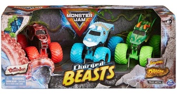 Monster Truck 3w1 ZESTAW PREZENTOWY BEASTS Dragon jam trak 3 AUTA METALOWE