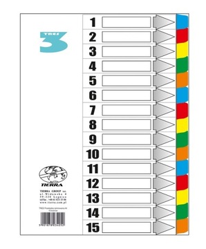 Przekładki laminowane Tres A4 15 kolorów