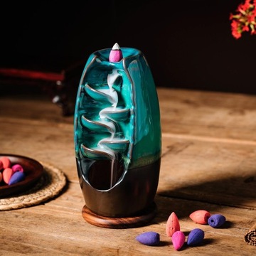 KOMINEK ZAPACHOWY CERAMICZNY WODOSPAD Z DYM UKADZIDŁO STOŻKOWE PŁYNĄCE KNOT