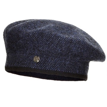 Beret damski CARMELITA Czarny/jeans pepitka