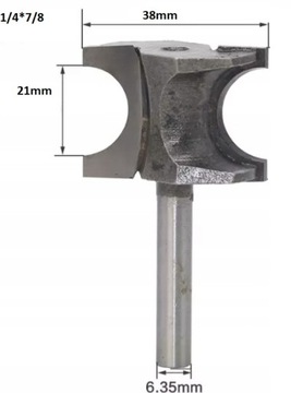 Фреза полукруглая выпуклая по дереву 6,35мм х 35мм.