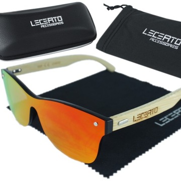 OKULARY PRZECIWSŁONECZNE UV400 DREWNIANE BAMBUSOWE ZESTAW LECERTO