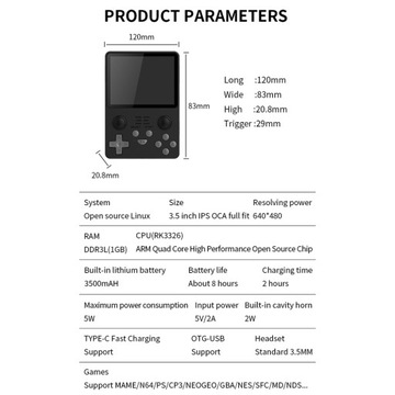 Портативная игровая консоль RGB20S в стиле ретро, ​​синяя 16, 32 ГБ