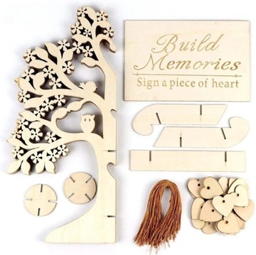 СВАДЕБНАЯ ГОСТЕВАЯ КНИГА ДЕРЕВЯННАЯ ЕЛКА ПОЖЕЛАНИЙ 100 ЧАСТЕЙ СЕРДЦЕВ СВАДЬБА