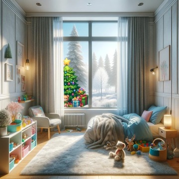 Новогодние наклейки, украшения на окна, стекло 50х60 для детской комнаты. Рождественская елка