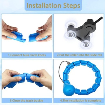 HKESTLDO Smart Hula Hoop 24 elementy+ ciężarek obwód 82-132 cm NIEBIESKIE