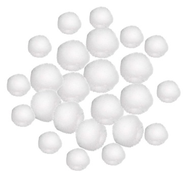 POMPONY AKRYLOWE kulki mix białe 24szt dpCraft pomponiki white kreatywne
