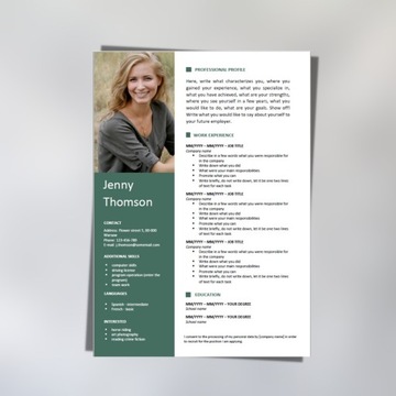 1/22/CV Редактируемый шаблон резюме в MS Word PL + ENG