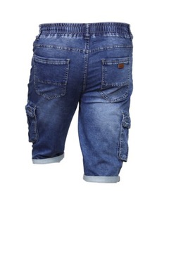 SPODENKI MĘSKIE JEANS na gumce- BOJÓWKI W32 PAS 84-86+