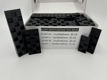 ZESTAW KLINY PLASTIKOWE, KLINY MONTAŻOWE DO OKIEN MIX 90 szt. XS-S-M-L