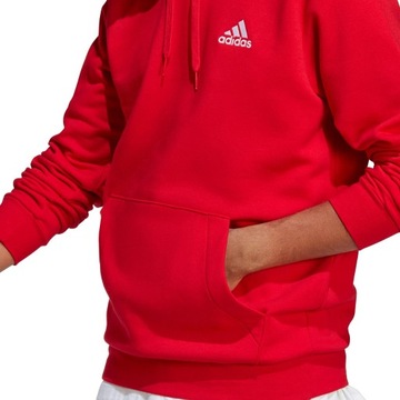 L Bluza męska adidas Essentials Fleece Hoodie czerwona H47018 L