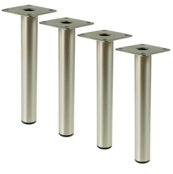 4 x NOGA MEBLOWA PROSTA OKRĄGŁA FI 25 NÓŻKI ZESTAW STAL SZCZOTKOWANA 18 CM