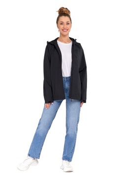 KURTKA PRZECIWDESZCZOWA Z KAPTUREM WIATRÓWKA LEKKA UNISEX MORAJ CZARNA XXL