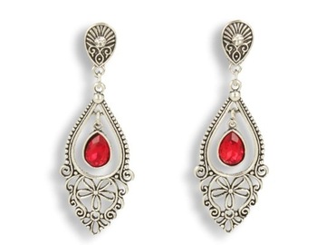 Серебряные зажимы для ушей, висящие с красным глазом