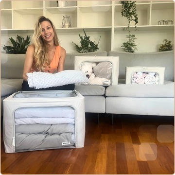 Сумка-чехол, контейнер для одежды, игрушек, постельного белья, 66л, с рамкой