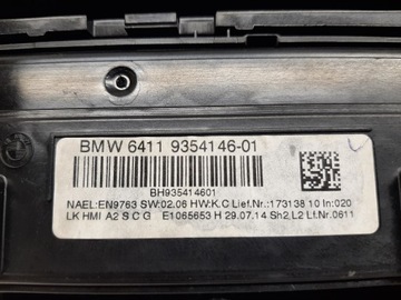 BMW 1 F20 F21 F30 PANEL KLIMATIZACE AUDIO 9354146 OBSLUHY
