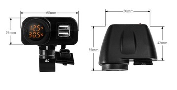 USB ЗАРЯДНОЕ УСТРОЙСТВО С ВОЛЬТМЕТРОМ И ТЕРМОМЕТРОМ ДЛЯ МОТОЦИКЛА