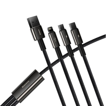 Кабель Baseus microUSB USB-C Lightning 3,5А 1,5м