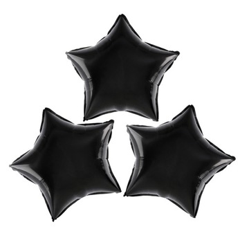 BALON foliowy GWIAZDA CZARNA x3 gwiazdki 25 cm