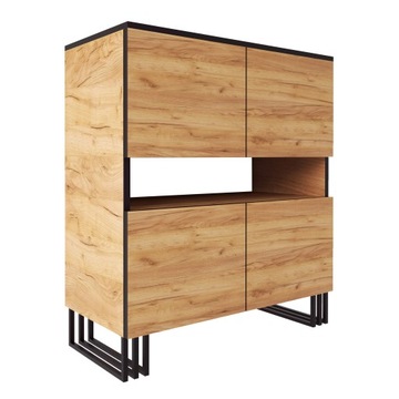 REGAŁ LOFT LOFTOWY ZAMYKANE PÓŁKI SYSTEM KLARA DĄB CRAFT ZŁOTY NOGI METAL