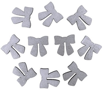 DREWNIANE KOKARDY DECOUPAGE 3cm 10 sztuk Srebrne