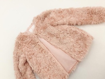 TU gruby ŻAKIET futrzany CIEPŁY elegancki PINK _ 122/128cm
