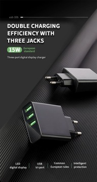 3-портовое USB-зарядное устройство с цифровым дисплеем, быстрая зарядка, зарядное устройство для мобильного телефона, Adap