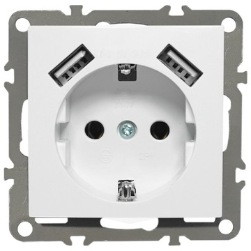 QUADRA GNIAZDKO SCHUKO PODTYNKOWE 2X USB 230V 2.1A